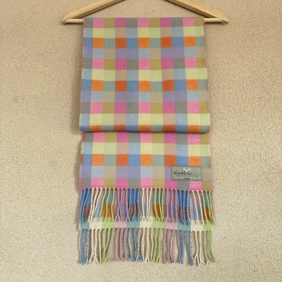 Elan Blanc • Jane Block Pastel Multicolor Plaid Scarf - Picture 3 of 4